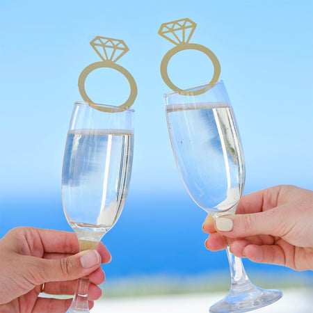 Engagement Party Ring Drink Topper Decorations - Pack of 6
