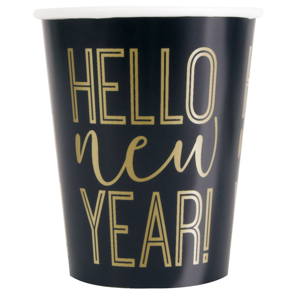 Happy New Year Paper Cups - 250ml - Pack of 8