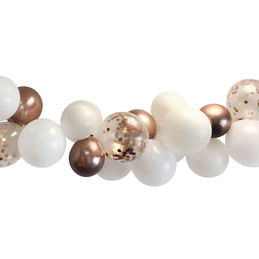White and Rose Gold Balloon Arch DIY Kit - 2.5m