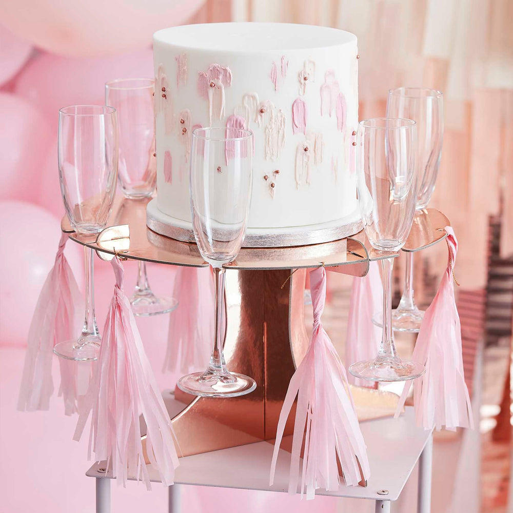 Rose Gold Cake Stand With Drinks Holders