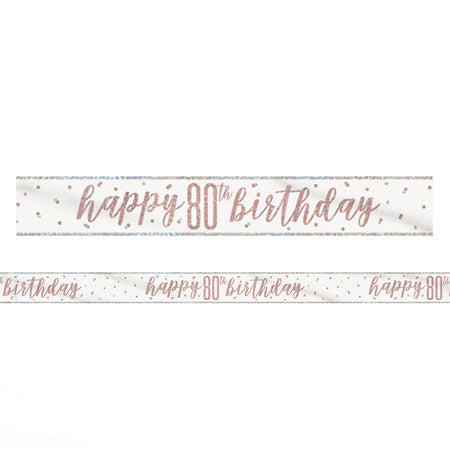 Birthday Glitz Rose Gold '80' Prismatic Banner - 2.7m