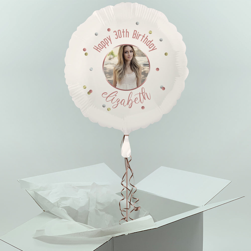Inflated Personalised Photo Balloon -  Rose Gold Glitz