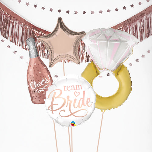 Inflated Hen Party Rose Gold Balloon Bundle in a Box
