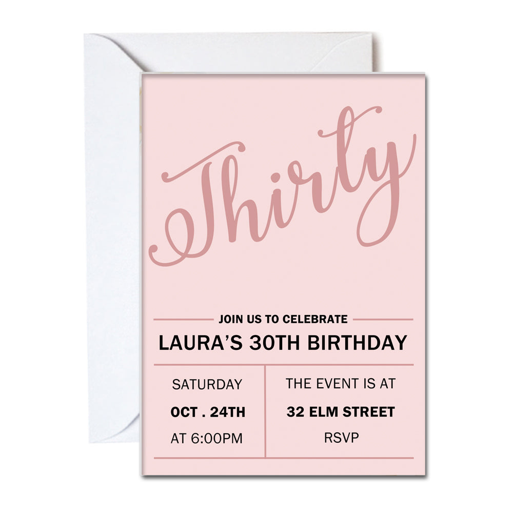 Rose Gold Personalised Invitations - Pack of 16