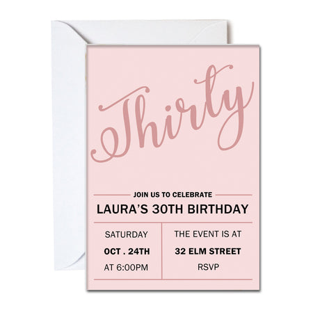 Rose Gold Personalised Invites - Pack of 16