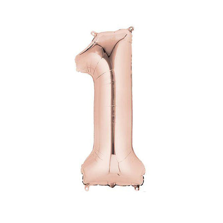 Rose Gold Number 1 Air Filled Foil Balloon - No Helium Required! - 16