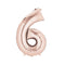 Rose Gold Number 6 Air Filled Foil Balloon - No Helium Required! - 16