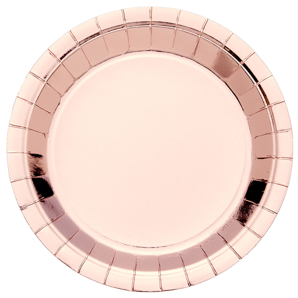 Rose Gold Metallic Paper Plates - 23cm - Pack of 8