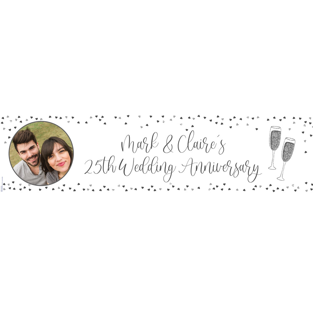 Silver Anniversary Personalised Photo Banner - 1.2m