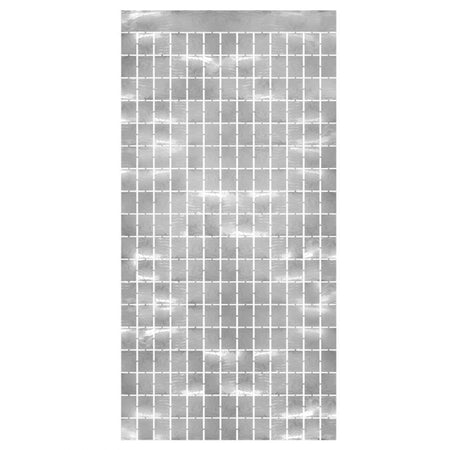 Silver Metallic Square Party Backdrop - 97cm x 1.98m