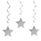Silver Hanging Star Swirl Decorations - 66cm - Pack of 3
