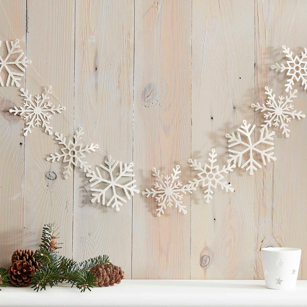 White Glitter Snowflake Garland - 2m