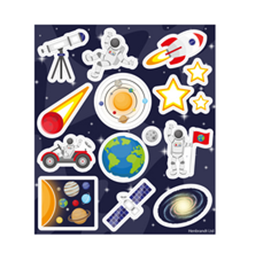 Space Sticker Sheet - Assorted Designs - 11.5cm - Sheet of 12
