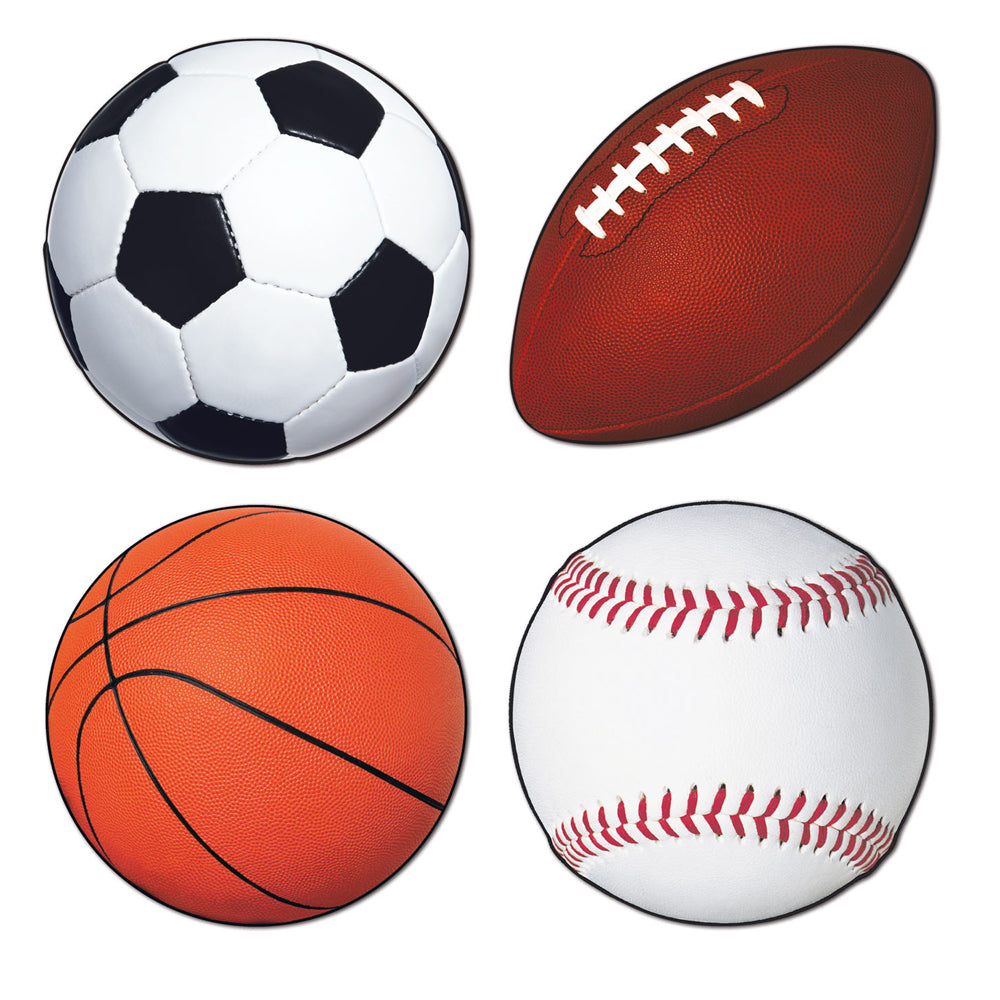 Sports Themed Card Cutouts - Pack of 4 - 30cm - 38cm