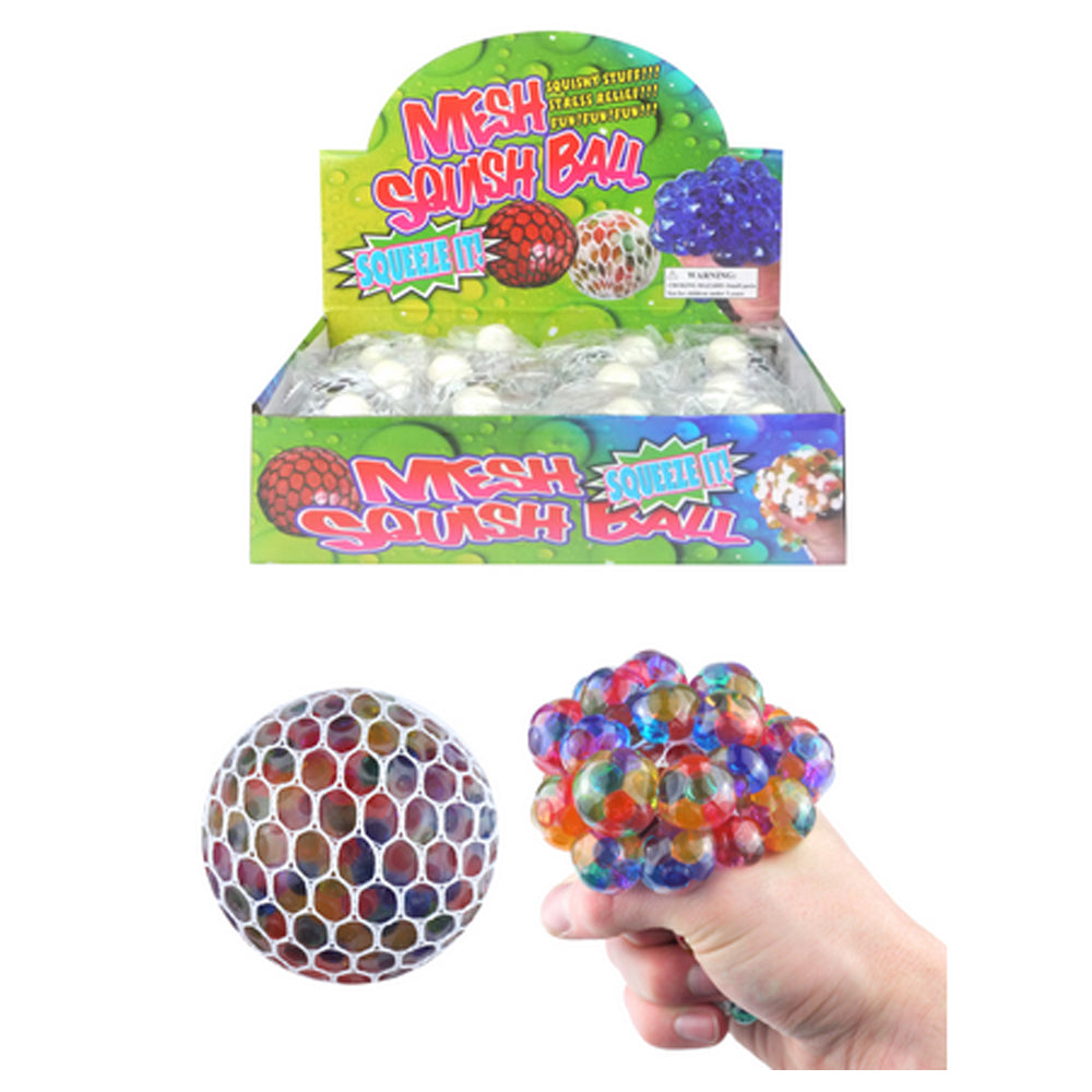 Mesh Squeeze Ball with Beads - 4 Assorted Colours