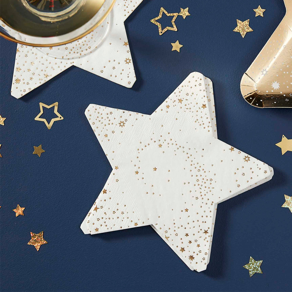 Gold Foiled Star Paper Napkins - Pack of 16
