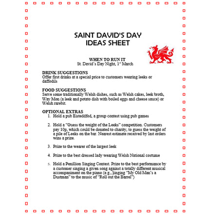 St David's Day Ideas Sheet