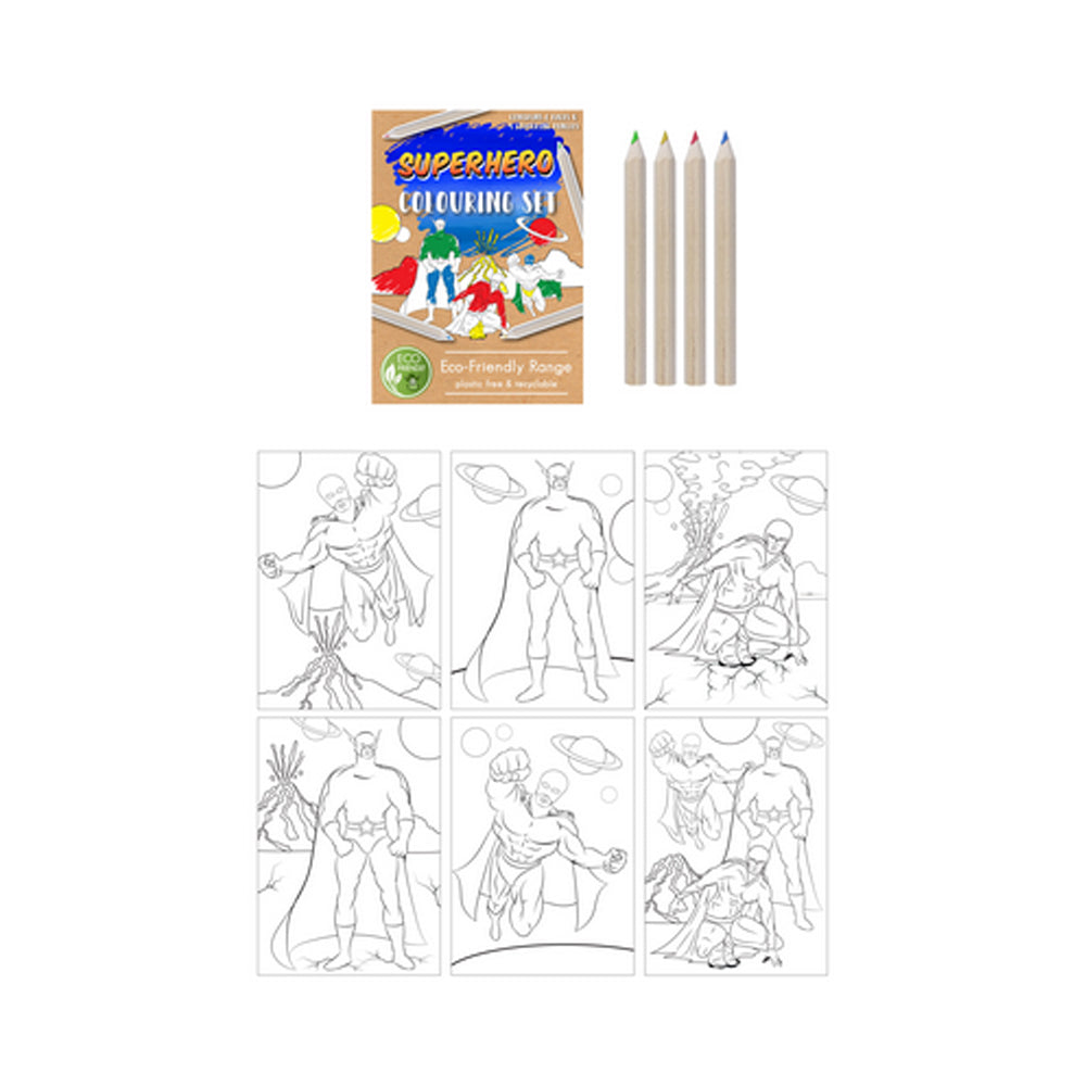 Mini Superhero Colouring Set - A6 - Plastic Free