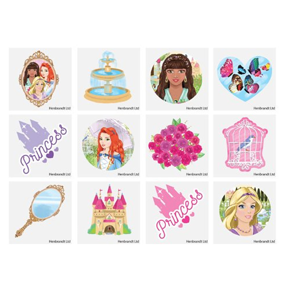 Mini Princess Tattoos - Assorted Designs - 4cm - Pack of 12