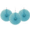 Teal Decorative Tissue Fans - 15.2cm - Pack of 3