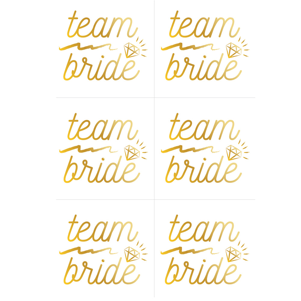 Gold Foil Hen Party Team Bride Temporary Tattoos - Pack of 6