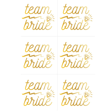 Gold Foil Hen Party Team Bride Temporary Tattoos - Pack of 6