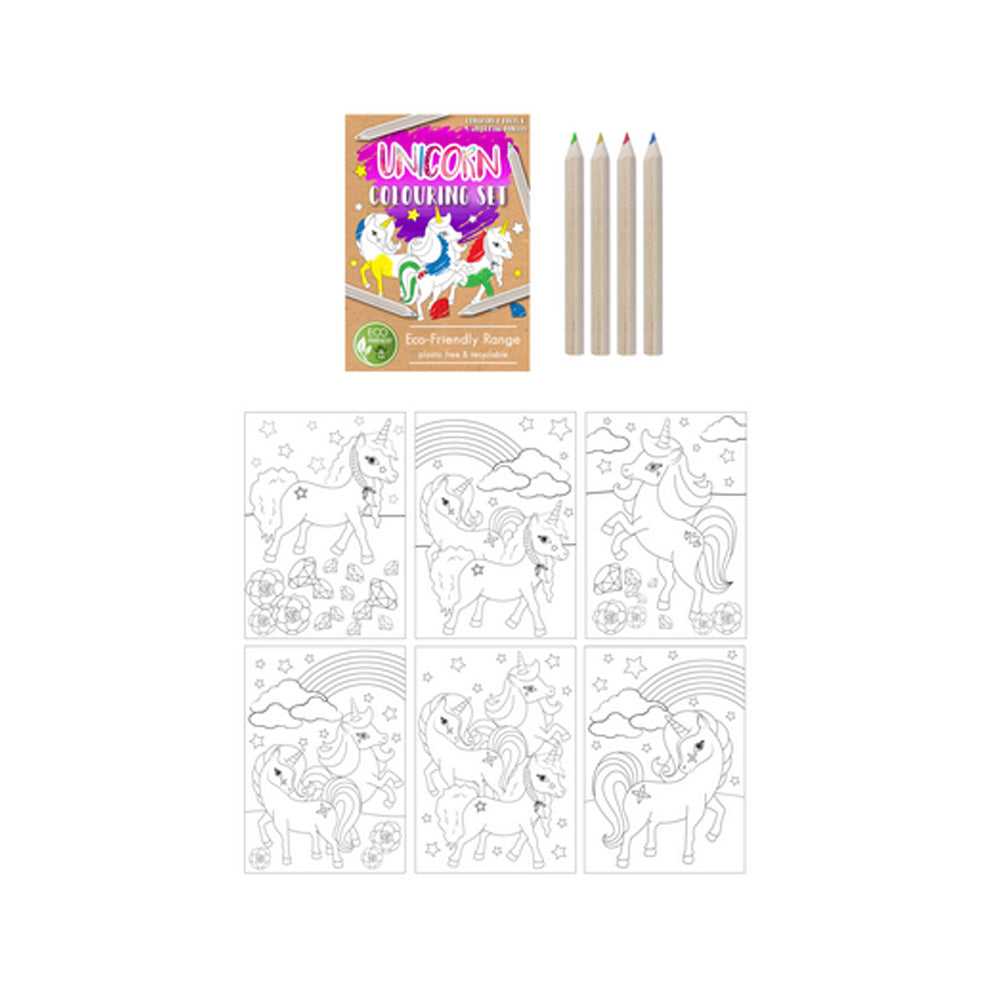 Mini Unicorn Colouring Set - A6 - Plastic Free – Party Packs
