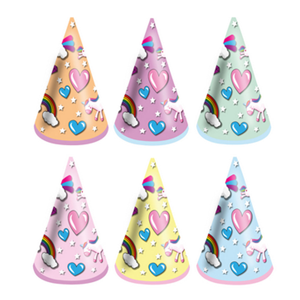 Unicorn Party Cone Hat - Each - 6 Assorted Designs