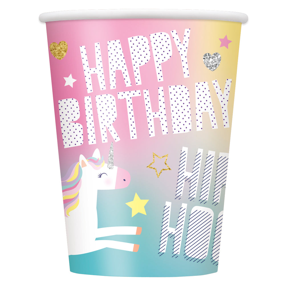 Unicorn Paper Cups - 255ml - Pack of 8