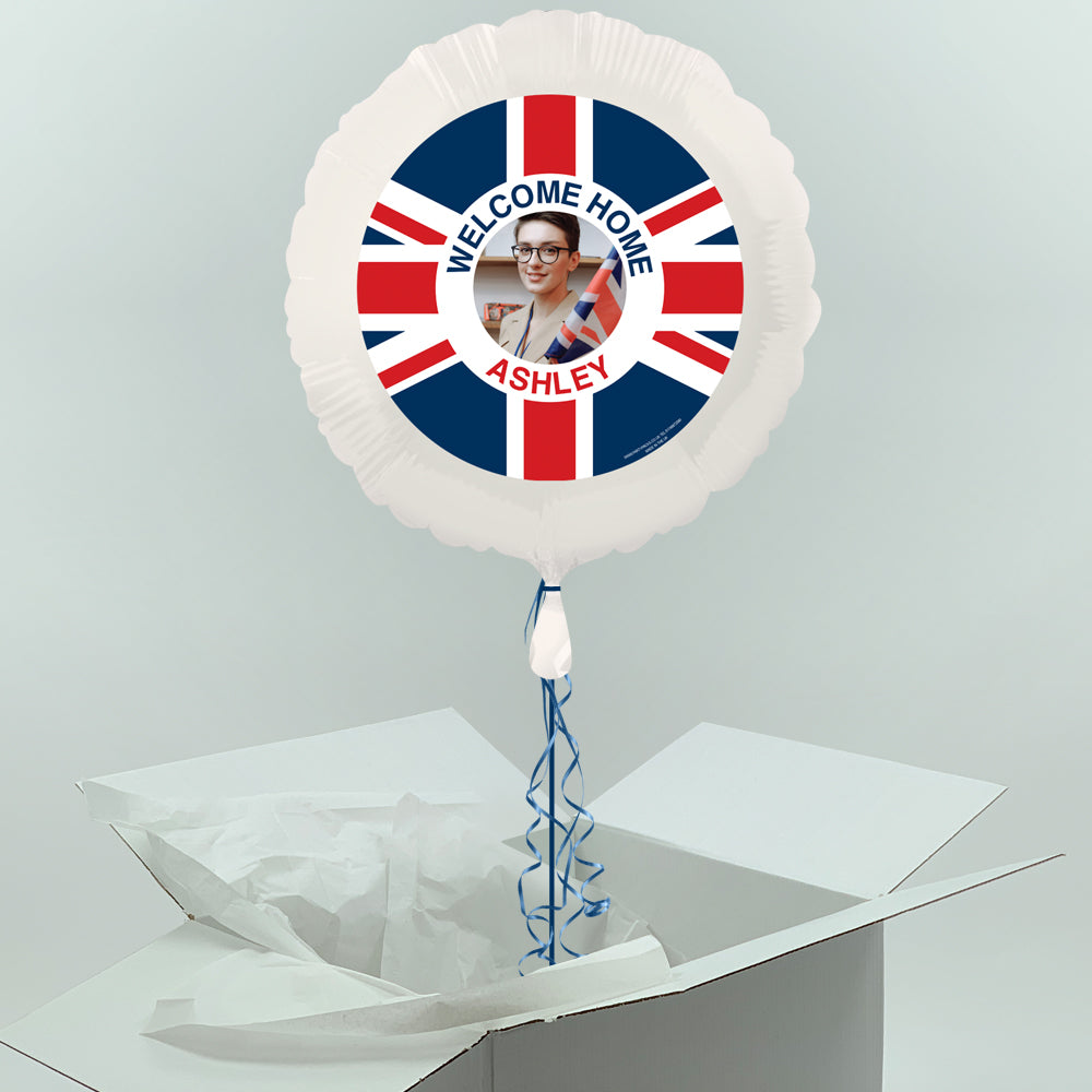 Union Jack Great Britain Inflated Personalised Photo Balloon in a Box