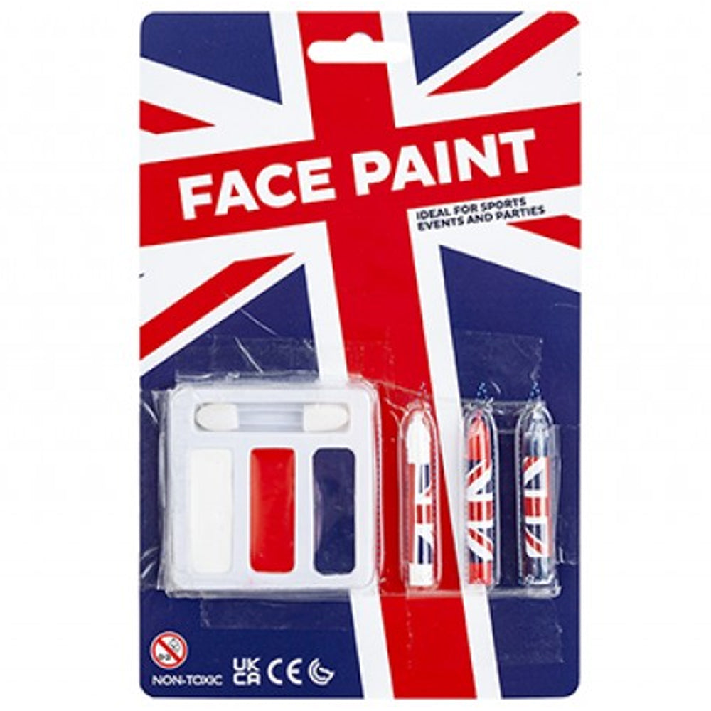 Union Jack Red, White and Blue Face Paint Kit