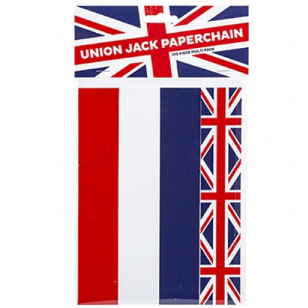 Union Jack Red, White and Blue Paper Chains Kit - Pack of 120