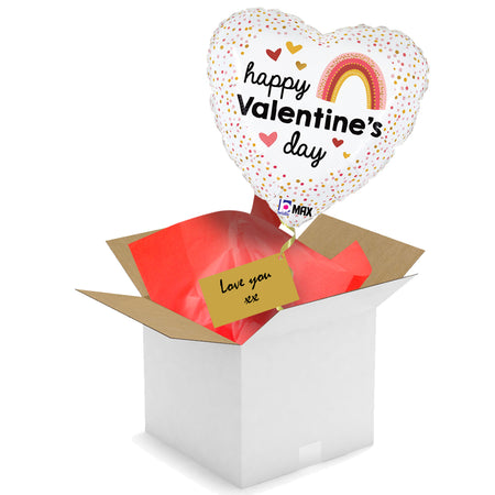 Balloon In A Box - Valentine's Boho Rainbow and Hearts Foil Balloon - 18
