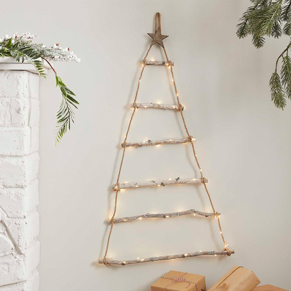 Wall Hanging Christmas Tree with Lights - 45cm