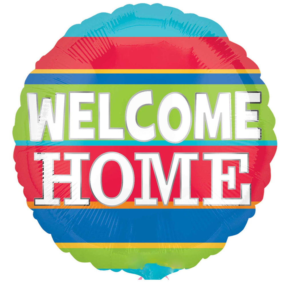 Welcome Home Colourful Striped Foil Balloon