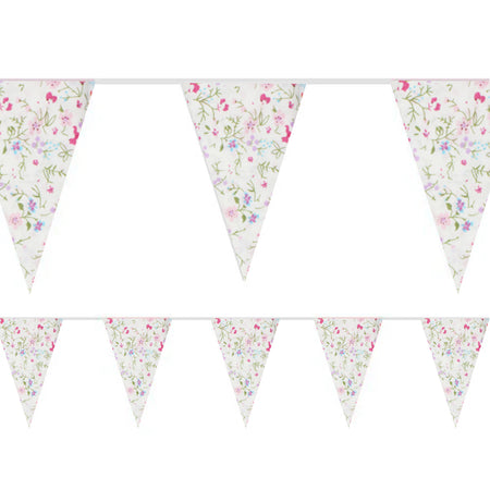 White Ditsy Floral Fabric Bunting - 4m