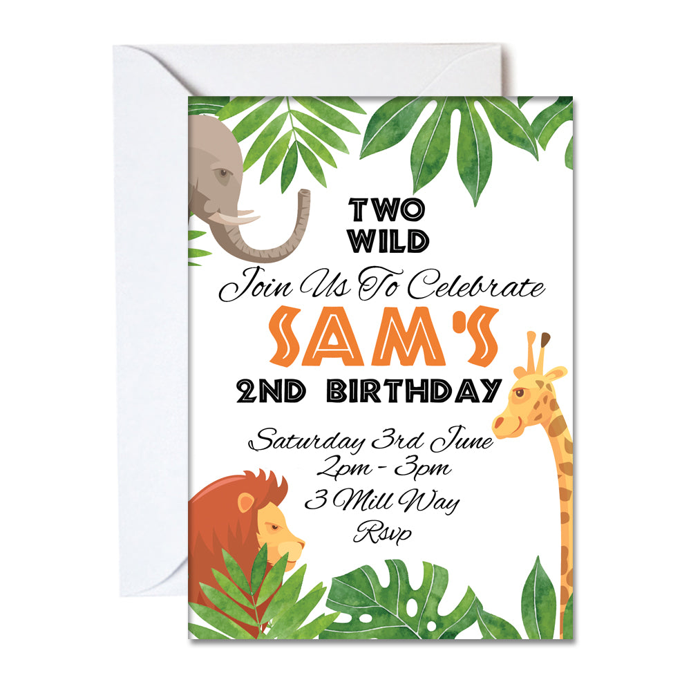Personalised Wildlife Invitations - Pack of 16