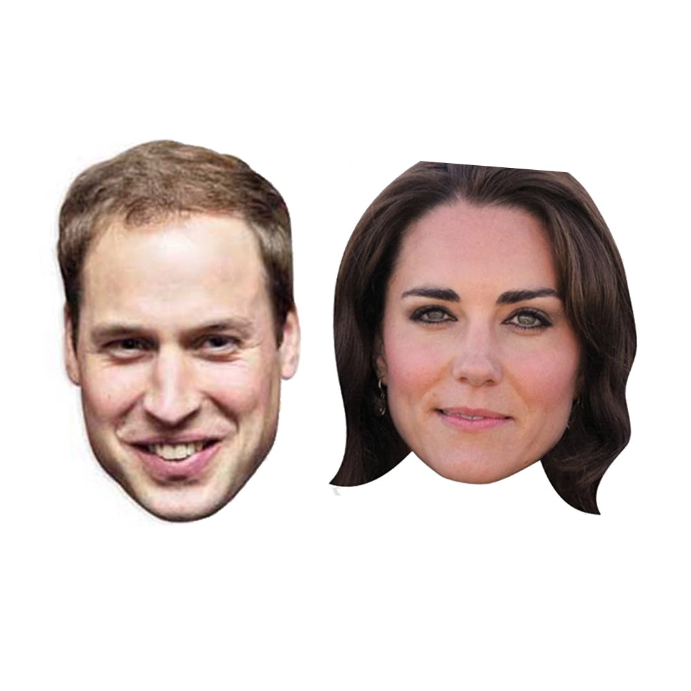 Prince William & Catherine Princess of Wales (Kate Middleton) Card Masks - Pack of 2