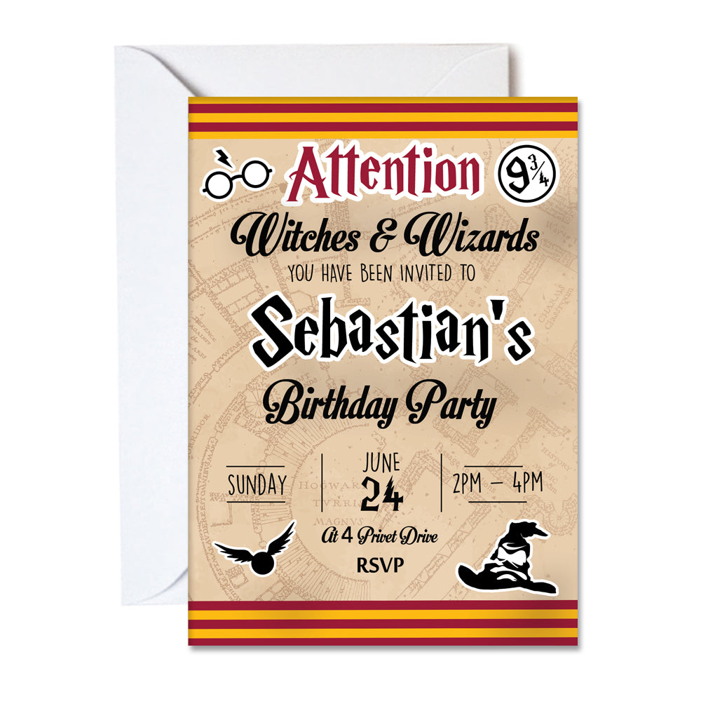 Wizard Personalised Invitations - Pack of 16