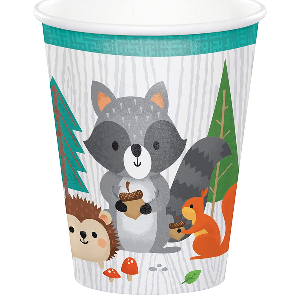 Woodland Animals Paper Cups - 256ml - Pack of 8
