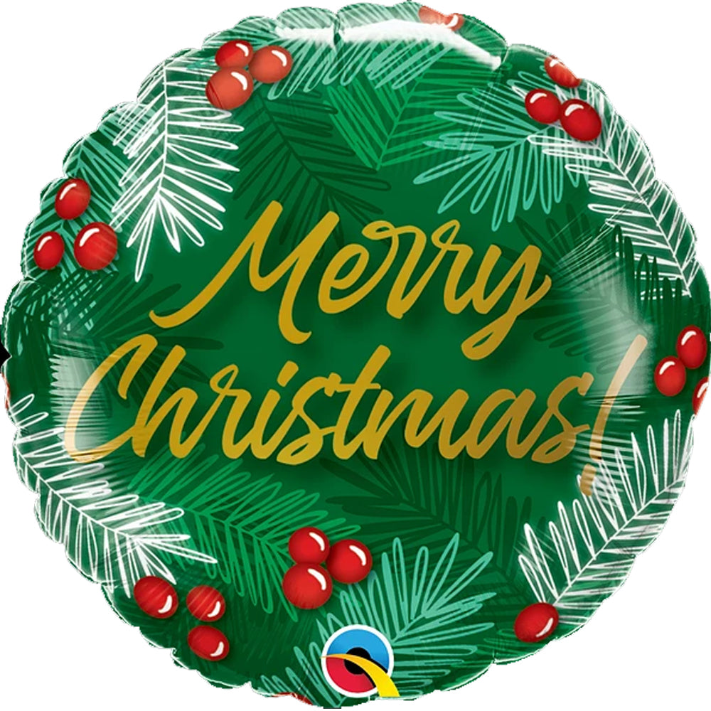 Christmas Green and Berries Foil Balloon - 18"
