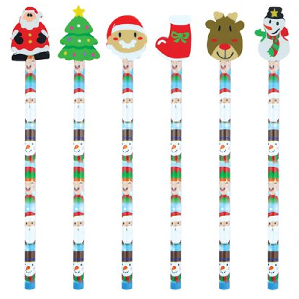 Christmas Pencil Eraser Top - Assorted - Each