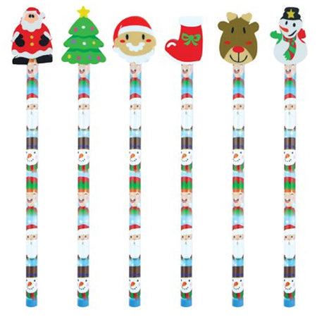 Christmas Pencil Eraser Top - Assorted - Each