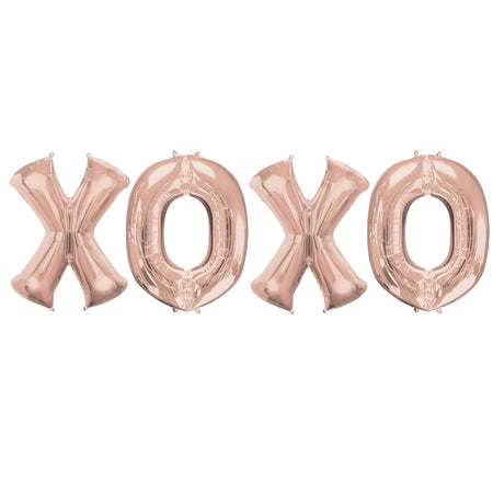 XOXO Rose Gold Foil Letter Balloon Pack - No Helium Required! - 40cm