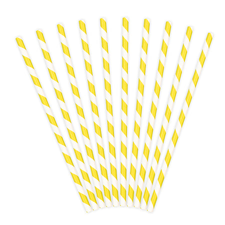 Yellow Stripes Paper Straws - Pack of 10