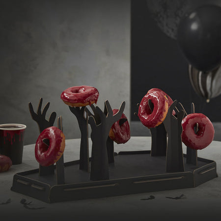 Halloween Coffin and Zombie Hand Donut Stand